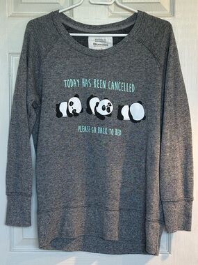 Bluenotes "Today Has Been Cancelled" Panda Boyfriend long sleeve shirt 🐼🩵🩶